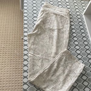 NYDJ stretch denim in delicate lace pattern. Size 14. 38 in Waist/ 27 in inseam